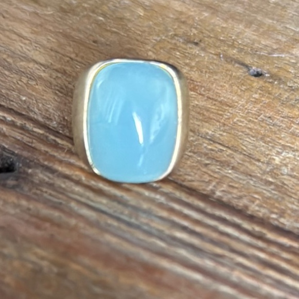 Chalcedony Blue/Green and Gold Ring